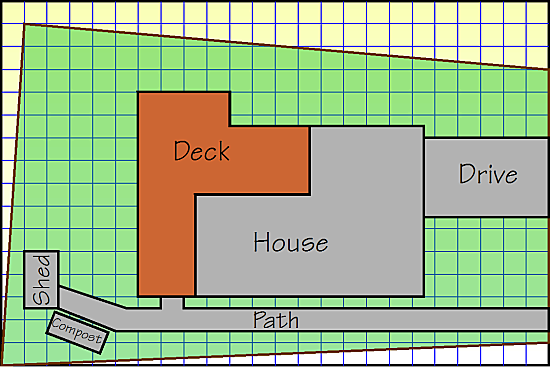Grid with garden outline.